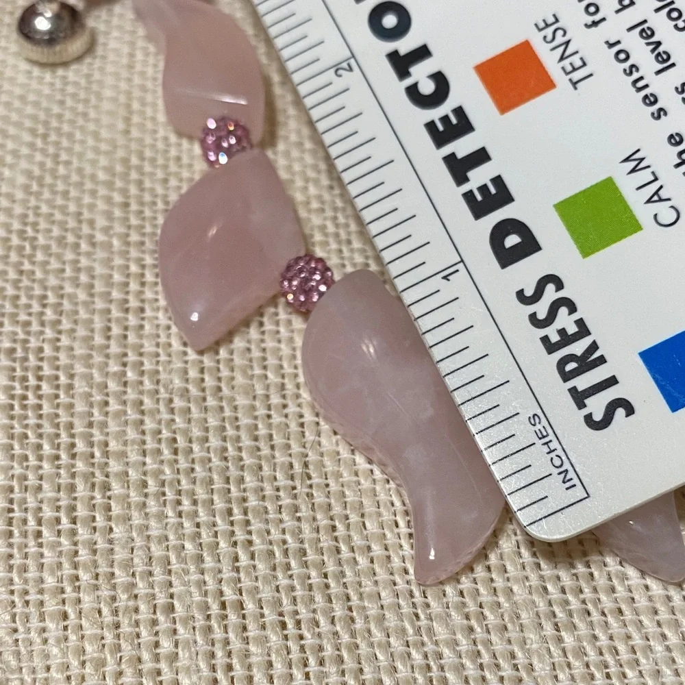 Elegant Artisan Natural Rose Quartz & Pomegranate Jade gemstone 17” Necklace